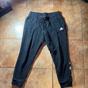 Adidas Black Joggers with Elastic Waistband and Cuffed Ankles